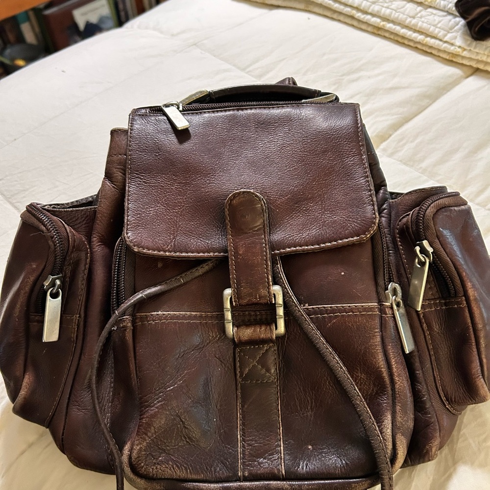 Genuine Leather Backpack, Brown Vintage ‘90’s, Small